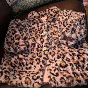 Pink Chicken Animal Print Faux Fur Jacket